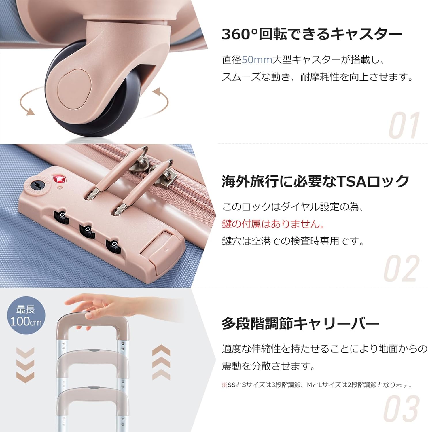 SS　リミテッドパック他2点の3点セット Waseang] スーツケース 前ポケット 機内持込 キャリーケース